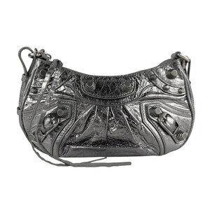 Balenciaga Lucagol Shoulder Bag Silver Leather